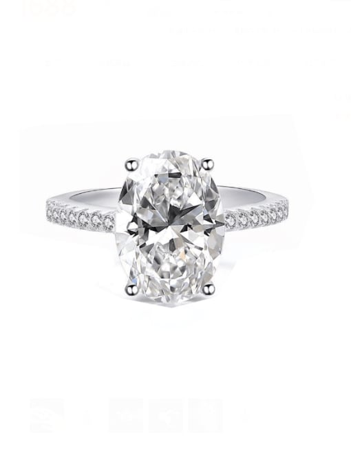 Platinum [R 0929B] 925 Sterling Silver High Carbon Diamond Geometric Luxury Band Ring